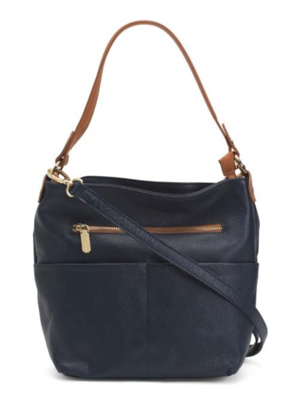 VALENTINA Made In Italy Leather Front Two Pocket Hobo